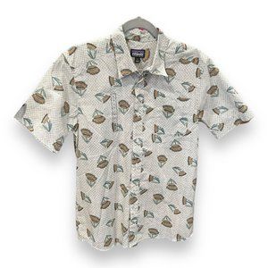 PATAGONIA MEN'S GO TO SHIRT BUTTON FRONT SHIRT Men's Size S SUMMER PLANT WHITE